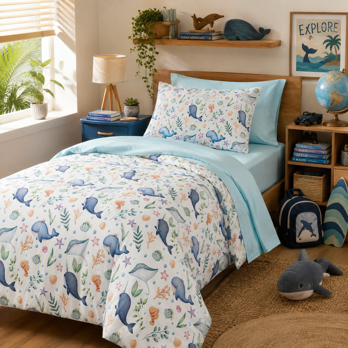Caribbean Blue Bamboo Fitted Sheet