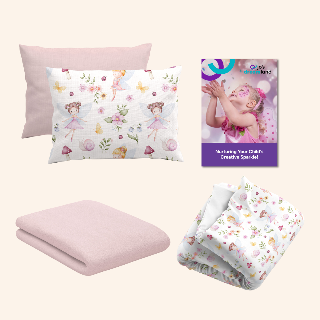 enchanted fairies bamboo bedding set styled on kids bed setup