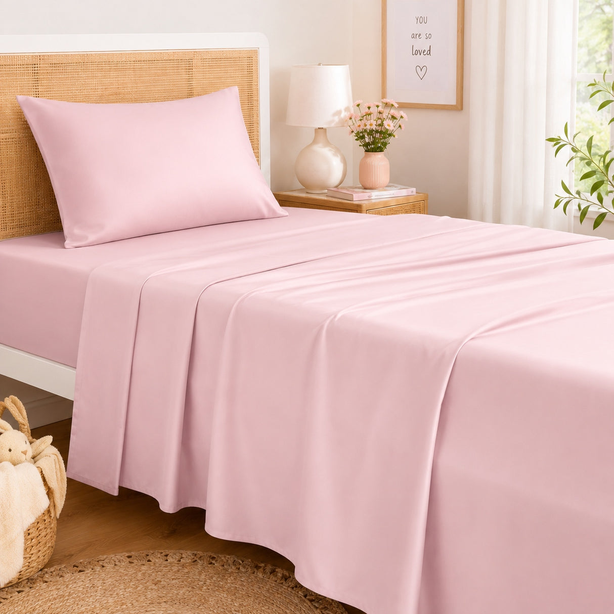 Rose Quartz Pink Bamboo Top Sheet
