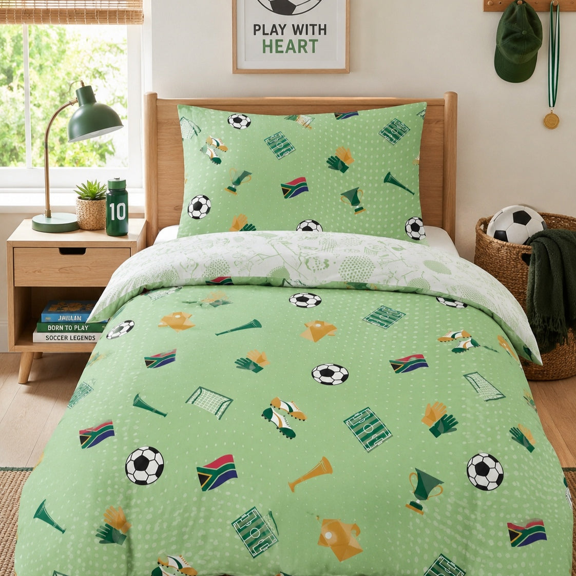 South African Reverisble Soccer Kids TENCEL™ Duvet Cover Set