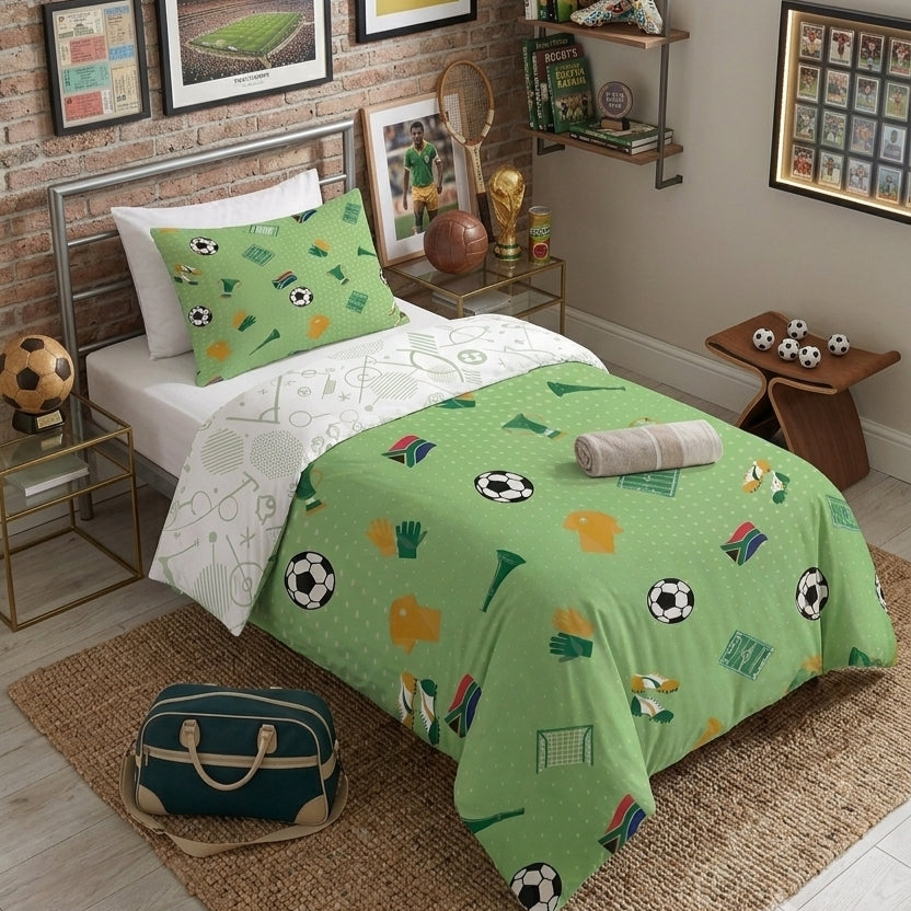 South African Reverisble Soccer Kids TENCEL™ Duvet Cover Set
