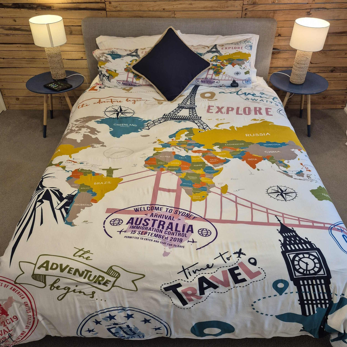 Passport to Adventure Reversible Bamboo Duvet Cover Set