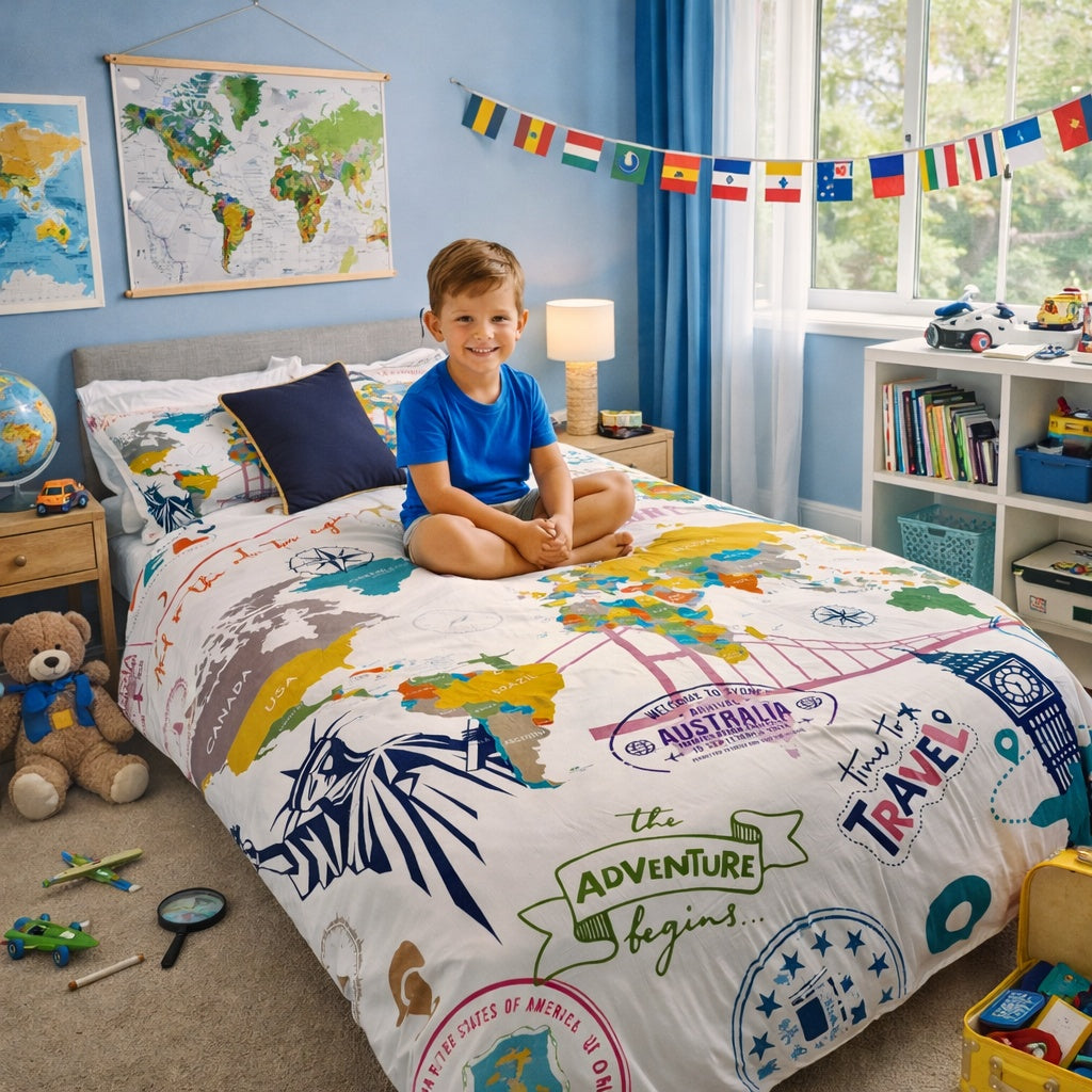 Customer review and rating for passport to adventure duvet cover set