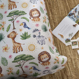 Jo's Dreamland family designed organic kids bedding South Africa closeup of South African Animals Duvet Cover.