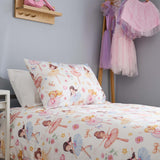 ballerinas bamboo pillowcase - ballet-themed kids pillowcase, hypoallergenic & soft styled on kids bed setup