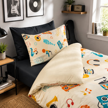 Reversible Music Lover Kids Bamboo Duvet Cover Set