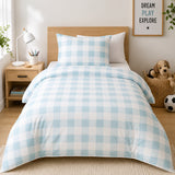 Caribbean Blue Check Bamboo Kids Bedding Bundle