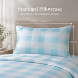 Caribbean Blue & White Check Bamboo Pillowcase