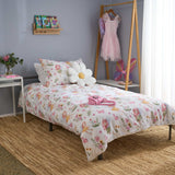 Reversible enchanted fairies kids bamboo duvet cover set on girls bed