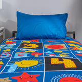 Educational maths theme kids duvet cover set styled on single bed