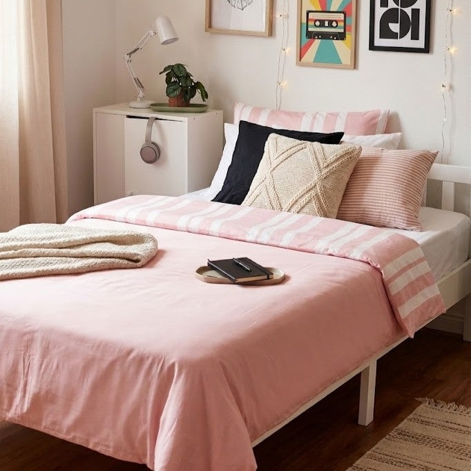 Rose Quartz Pink Stripe Bamboo Standard Pillowcase