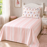 Rose Quartz Pink & White Stripe Bamboo Top Sheet