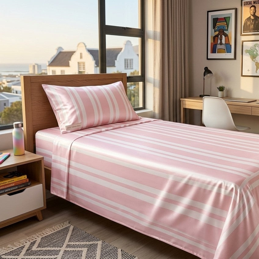 Rose Quartz Pink and White Striped Fitted Sheet