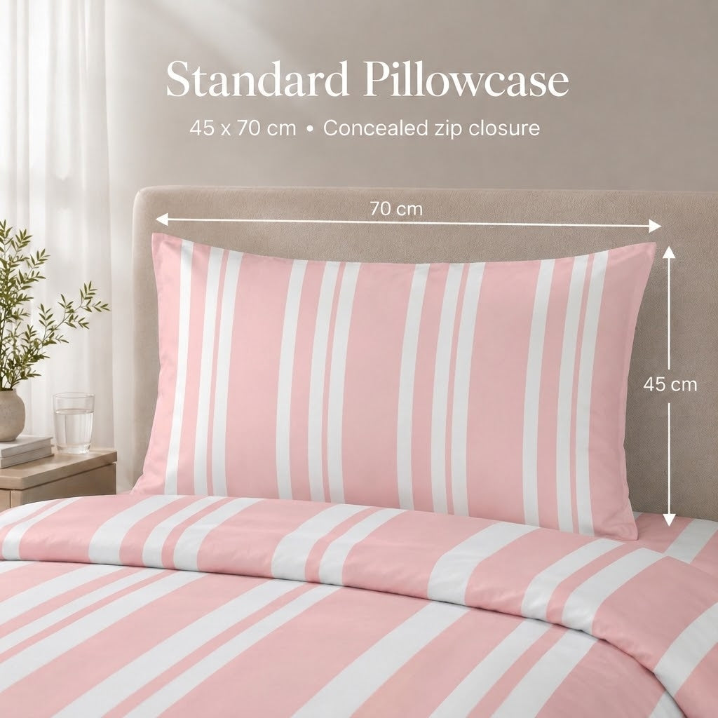 Rose Quartz Pink Stripe Bamboo Standard Pillowcase