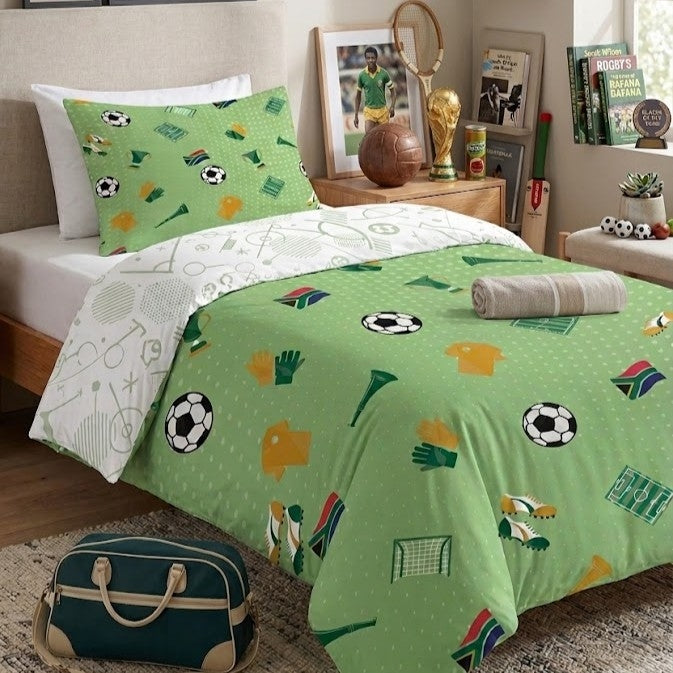 South African Reverisble Soccer Kids TENCEL™ Duvet Cover Set