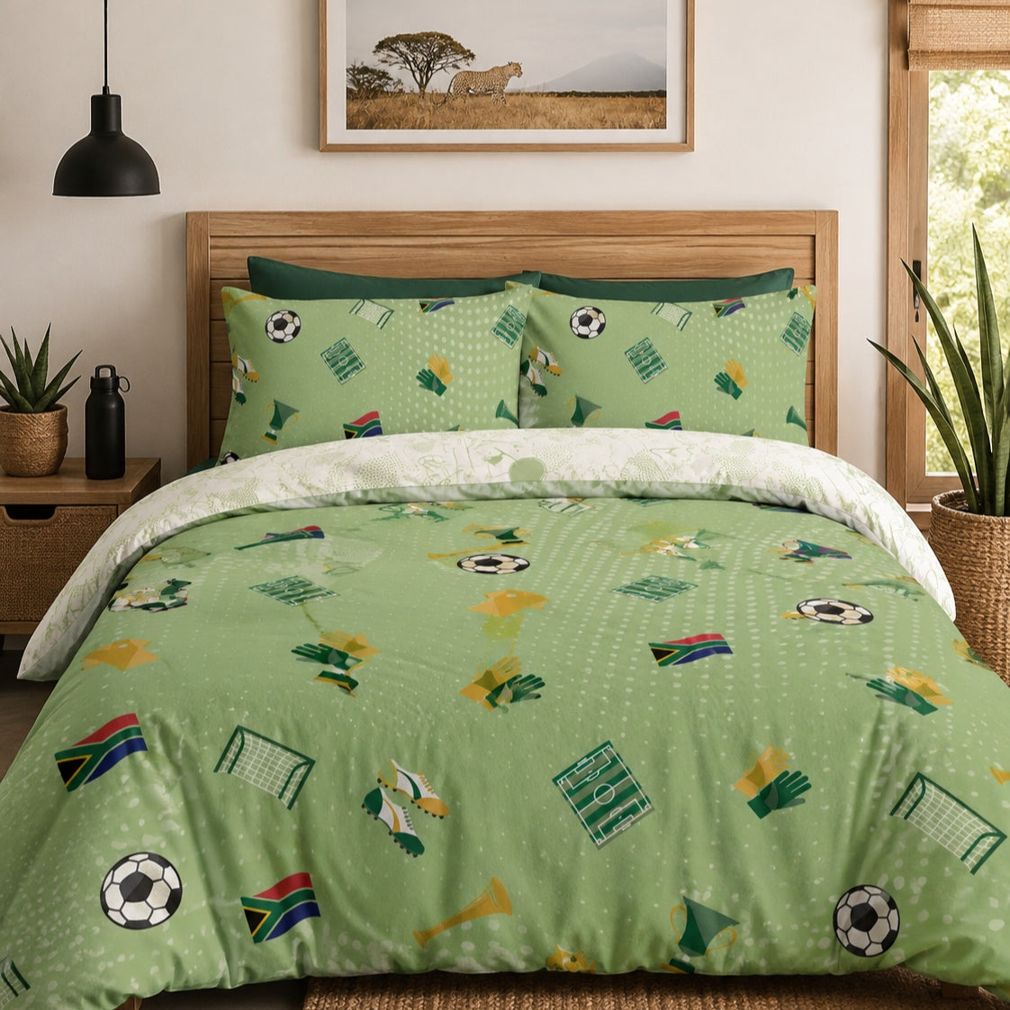 South African Reverisble Soccer Kids TENCEL™ Duvet Cover Set