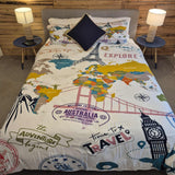 Passport to Adventure Reversible Bamboo Duvet Cover Set