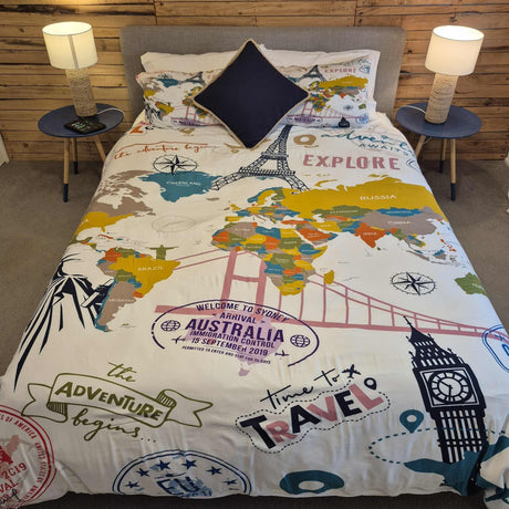 Passport to Adventure Reversible Bamboo Duvet Cover Set